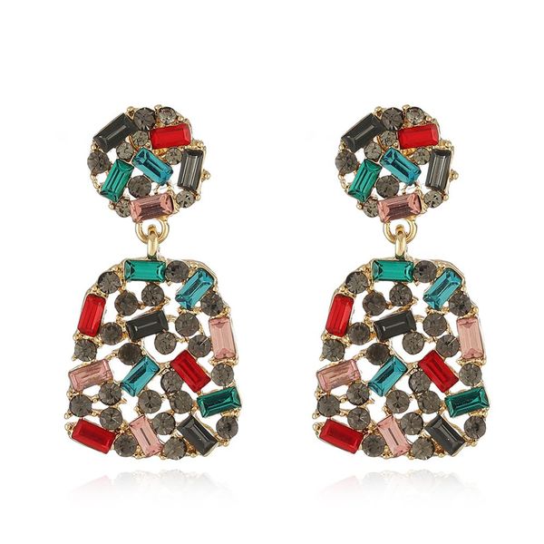 

new design full of stones colored luxury design earring, Silver