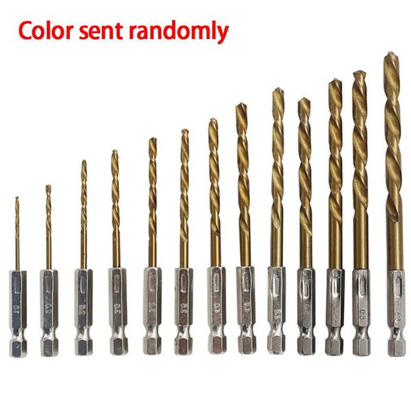 

13 pcs/set 1.5 to 6.5mm screw driver set drill hex shank electric mini accessories manual high speed steel auger bit
