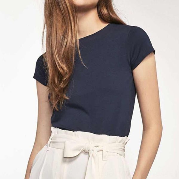 

ou dan 2019 seven color base simple basic four color stretch round collar short sleeve t- t- shirt shirt female, White