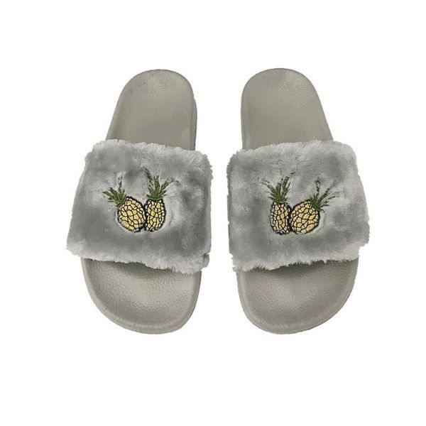 

slippers cute pineapple plush slipper women home soft summer womens shoes winter ladies house 36-40 fleeces sandles, Black