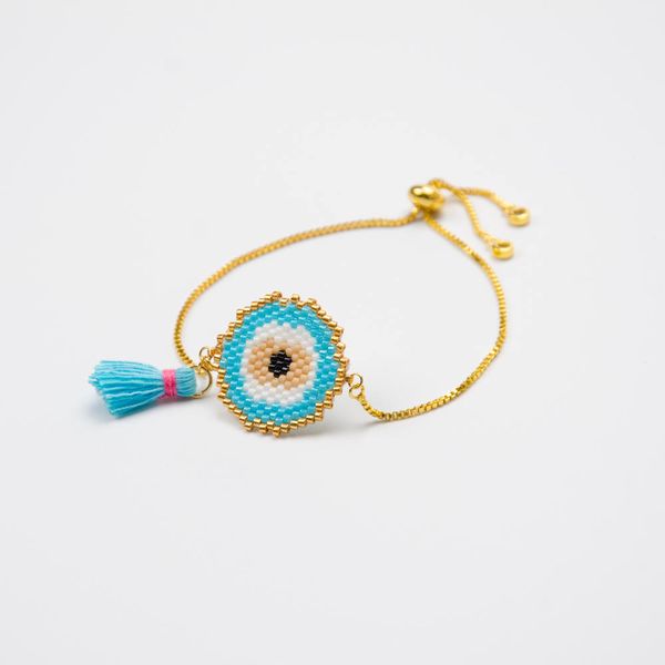 

go2boho dropshipping miyuki pulseras evil eye bracelet delicate beads bracelets gold stainless steel chain adjustable jewelry, Golden;silver