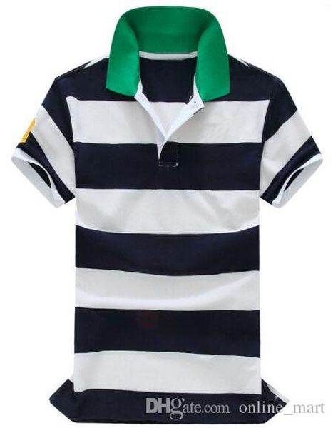 

онлайн 2017 мода полосатая рубашка поло мужчины хлопок лацкан камиза летняя повседневная вышивка рубашки поло большой лошади зеленый, White;black