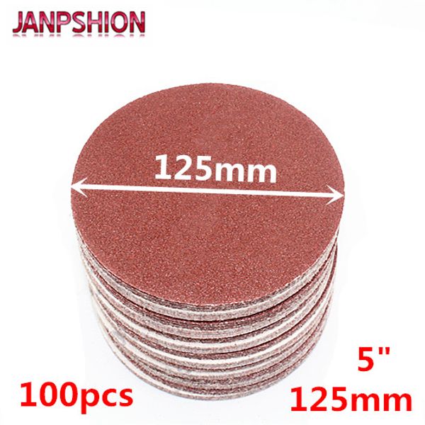 

janpshion 100pcs 5" 125mm peel & stick sandpaper sanding disc for sander with grit 60 80 120 180 240 320 400 600 800 1000 1200