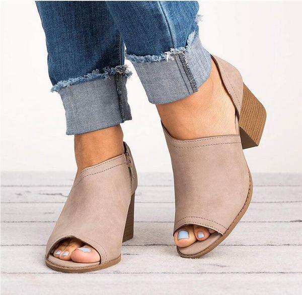 

women sandal shoes retro style fashion sandalias mujer 2020 high heel woman outdoors ladies sandals, Black