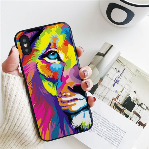 

fundas luxury half lion cover for iphone 11 pro xs max xr case for iphone 8 7 6s plus 5s se 5 case soft silicone cover.
