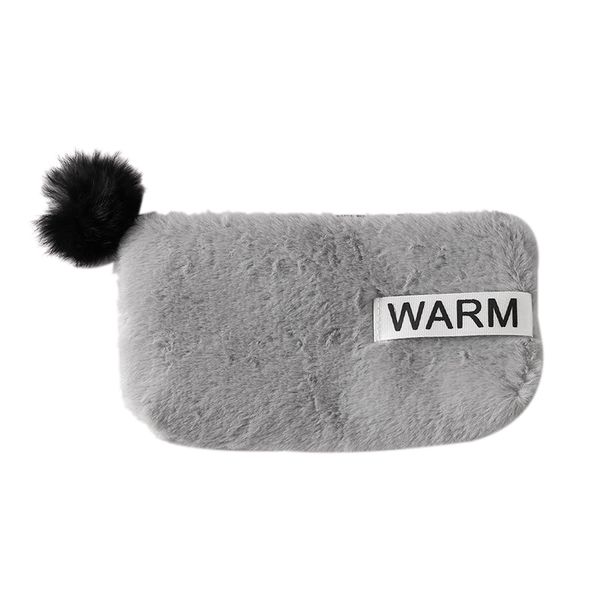 

1 pc plush pencil bag winter warm fur furry candy color pencil cases with hairball zipper for student school office supply