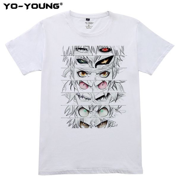 

anime eyes t shirts 100% cotton t-shirts for anime fans men clothing young boy t shirts summer steetwear print on demand, White;black