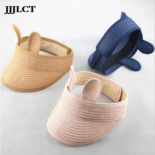 

lovely smile summer empty wide brim straw visor cap adjustable cute hat for baby props kids child for boys girls casual, Yellow