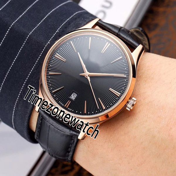 

new master ultra thin q1238420 automatic mens watch rose gold black texture dial stick markers black leather watches timezonewatch e63b2, Slivery;brown