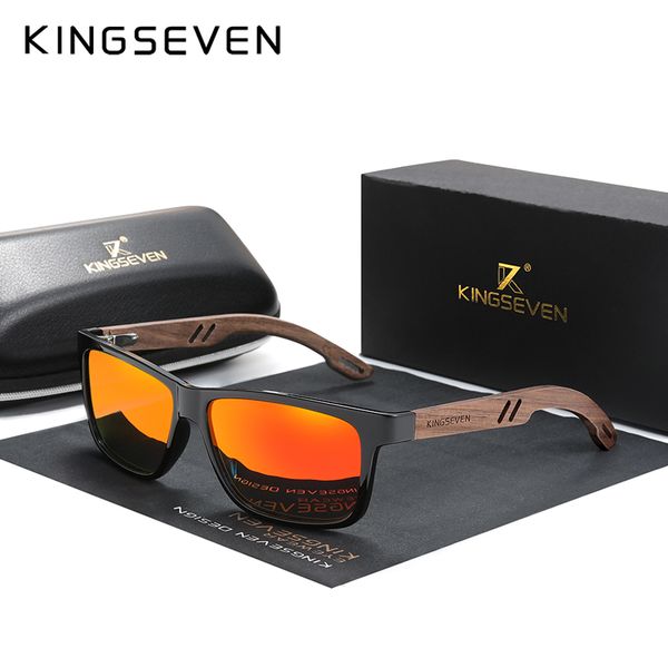 

kingseven brand design tr90+walnut wood handmade sunglasses men polarized eyewear accessories sun glasses reinforced hinge cx200704, White;black