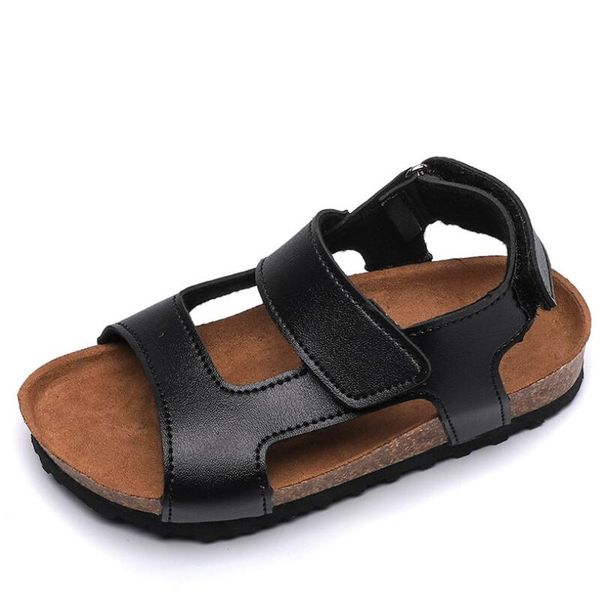 

boy sandals kids summer children boys and girls cork sandals word drag tidal beach size 24-34 black white 10 years old, Black;red