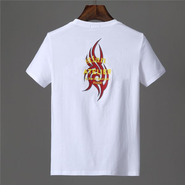 

men tee embroidery t shirt summer casual tees breathable fashion fit brand letters curve designer asian size, White;black
