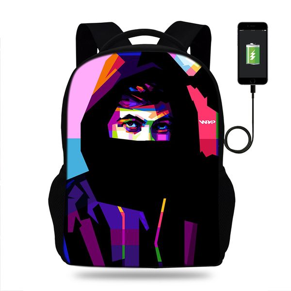 

17inch mens print schoolbags girls backpacks fashion satchel for kids orthopedic mochila escolar usb charge book bag