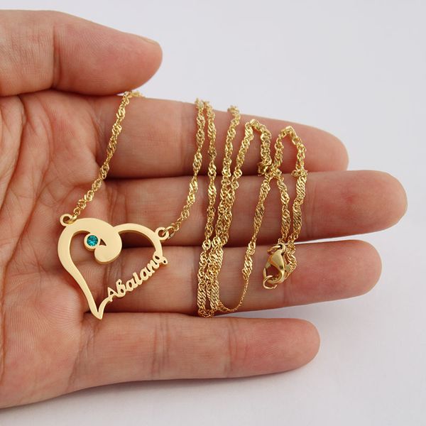 

stainless steel personalized gold nameplate necklace kiribati abaiang island name necklace jewelry gift, Silver