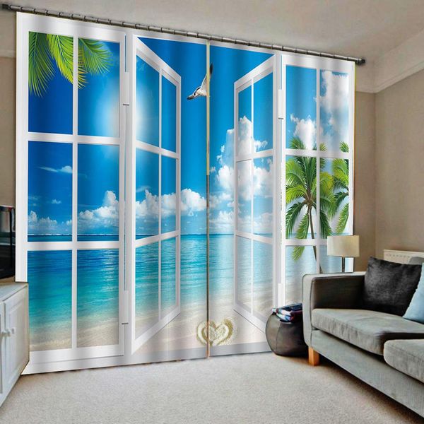 

bedroom 3d window curtain luxury living room decorate cortina window beach curtains blue curtain