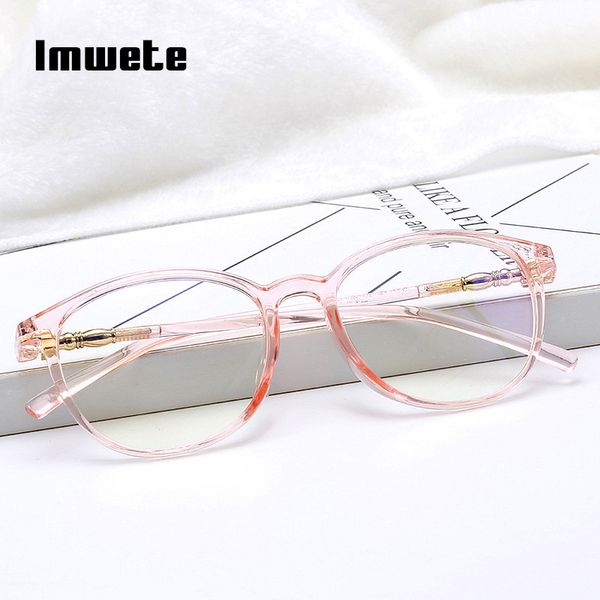 

imwete clear glasses frame for women men vintage clear frame round spectacle transparent optical glasses myopic frames, Black