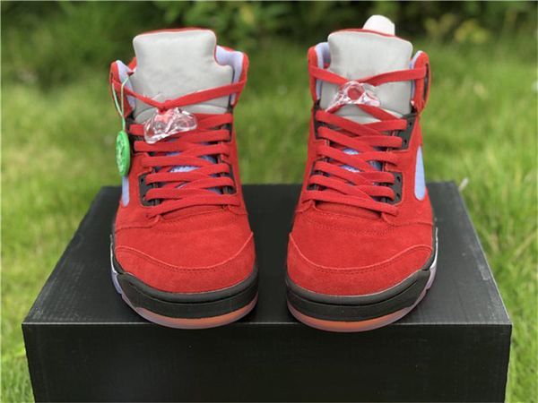 

2019 authentic trophy room air 5 jsp black red suede men basketball shoes family and friend ice blue ci1899-400 outdoor shoes, White;red