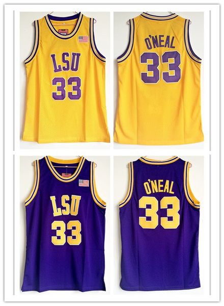 

mens ncaa college lsu tigers shaq o'neal basketball jersey shaquille oneal stitched vintage shirts, Black