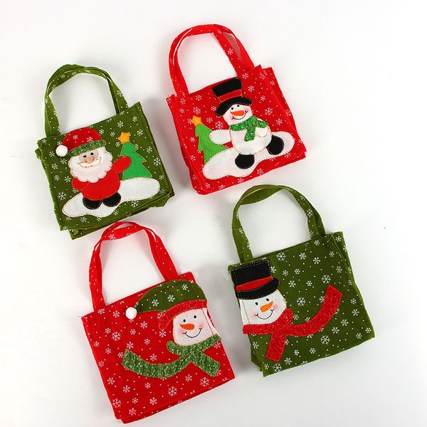 

1 pcs/lot christmas gifts non-woven small candy sweety gift bag printing old snowman hand-held christmas decorations
