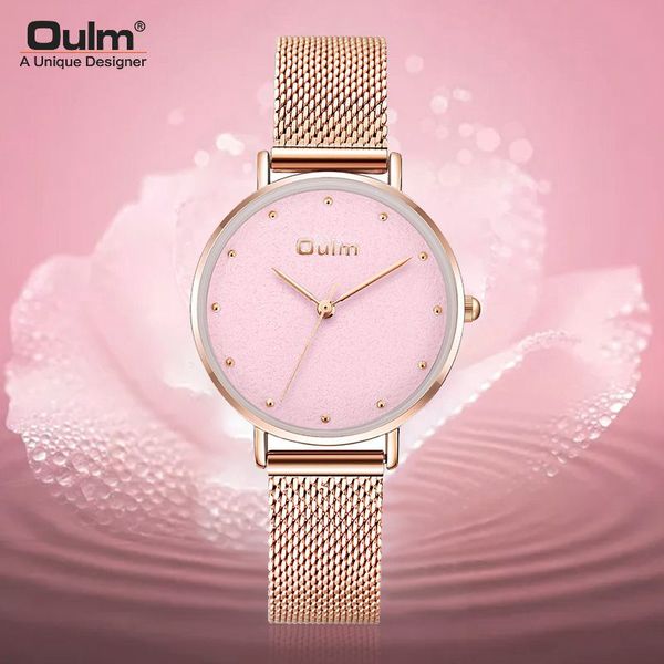 

oulm brand ladies watch art antique style luxury steel mesh watch fashion waterproof quartz female watch, Slivery;brown