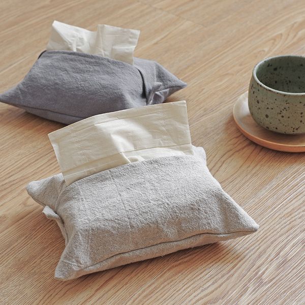 

tissue boxes & napkins 3pcs japanese-style cotton and linen cover paper towel hanging bag simple washing process car box