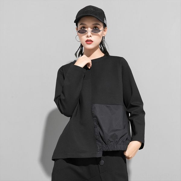 

women's dark round collar loose plus velvet women's t-shirt jacket dark round collar shirt loose plus velvet jacket t-shirt, White