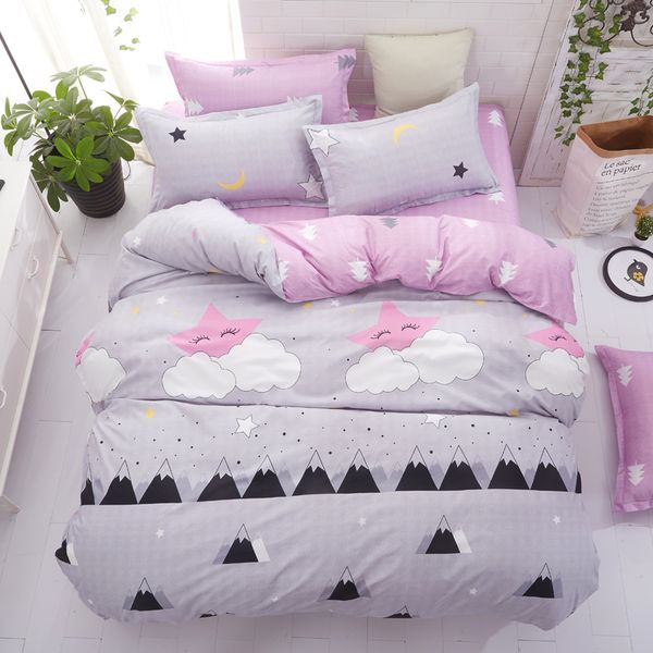 

bedding set luxury wishing star month 3/4pcs family set duvet cover pillowcase boy room flat bed sheet,no filler 2019 bed set