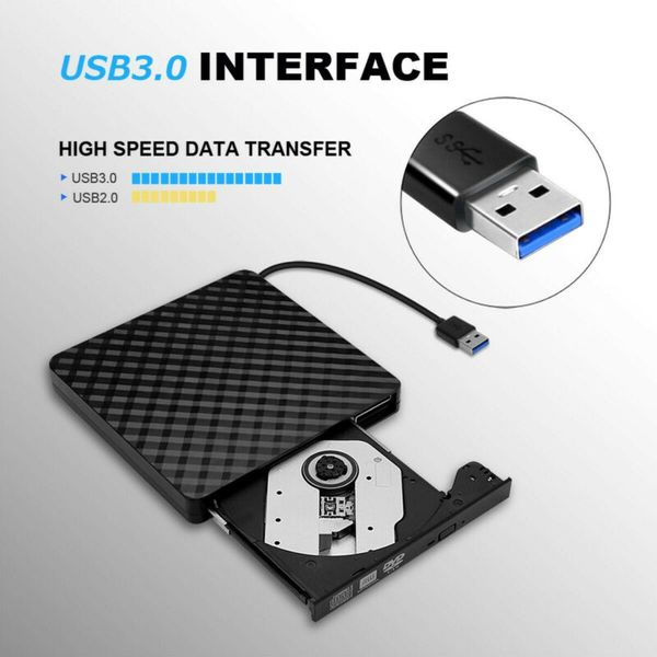 

Портативный USB 3.0 -RW Writer Drive Burner DVD / CD-плеер с чтения USB Кабели Для Mac PC Laptop