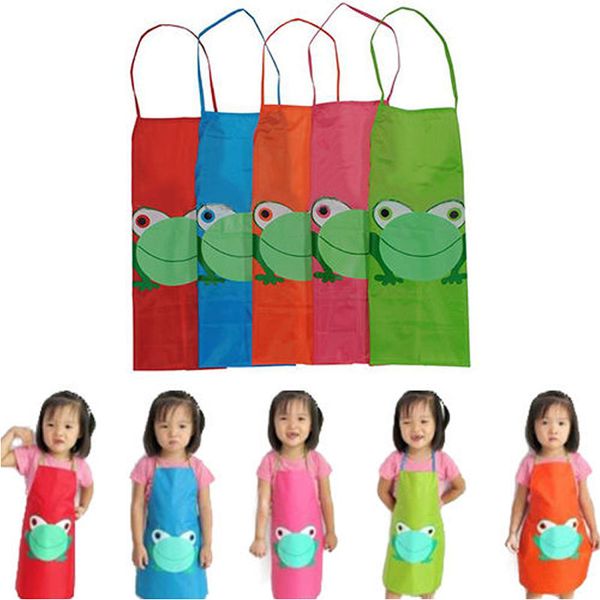 

1pcs kid children lovely waterproof apron cartoon frog for boy girl painting cooking ing