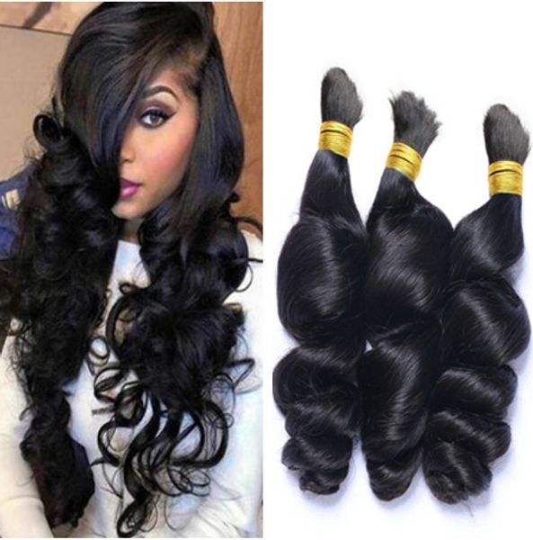 

unprocessed mongolian loose wave micro mini braiding bulk hair 8a grade human hair for braiding bulk no attachment human braiding hair bulk, Black