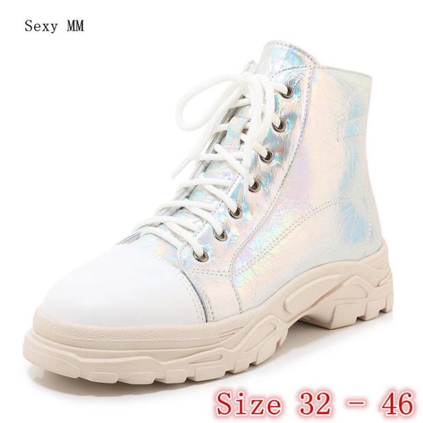 

spring autumn winter flat shoes women snow ankle boots lace up woman short boots plus size 32 33 - 40 41 42 43 44 45 46 botas, Black
