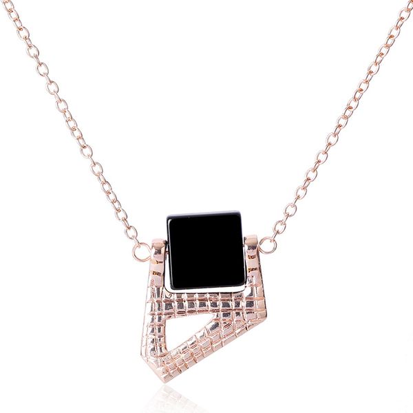 

2020 simple triangle black acrylic pendant necklace rose gold silver color chain choker necklace for women jewelry