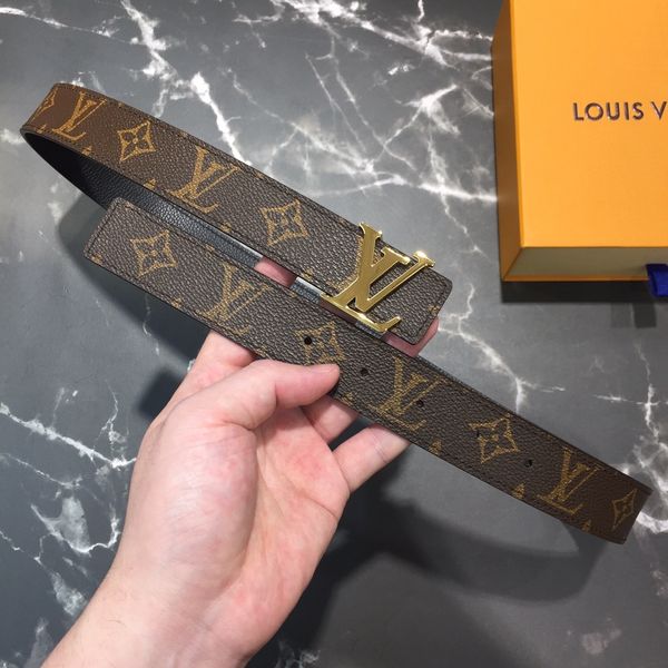 

Fa hion cla ic gold buckle brown flower belt with box women letter real leather belt m9453u