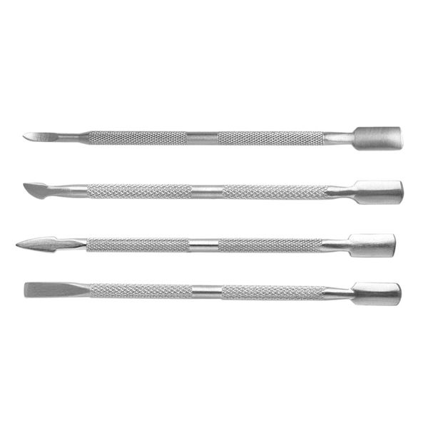 

stainless steel 2 ended cuticle pusher manicure nail polish trimmer remover