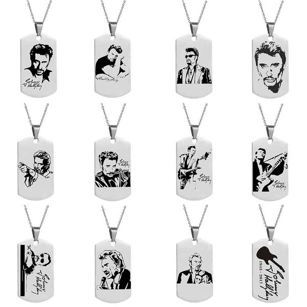 

johnny hallyday p custom necklace personalized stainless steel chain pendant necklaces for women men customized name jewelry, Silver