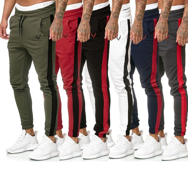 

embroidery print mens designer pants fashion panelled mens cross pants casual drawstring pocket running males clothing, Black