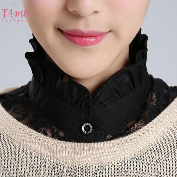 

original design lace hollow cotton fake detachable blouse white embroidery women elegant style design all macthing shirt collar