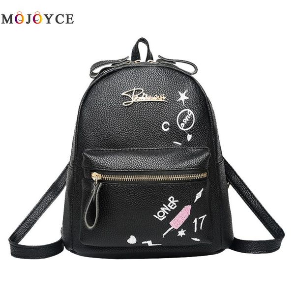 

women small backpack preppy style pu leather floral print travel school shoulder mini backpack