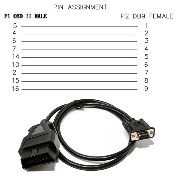 

obd obd2 16pin мужской удлинительный кабель нового автомобиля obd tool 16pin к db9 последовательный 232 obdii 16-контактный разъем к db9
