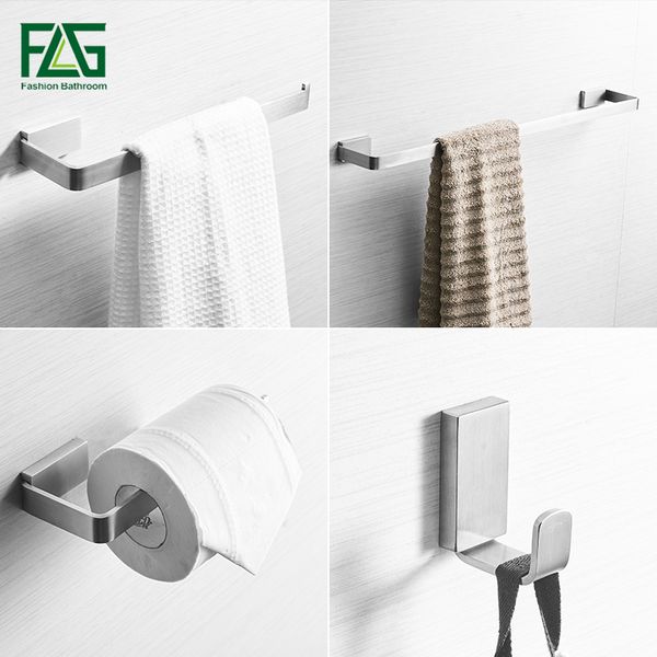 

flg 304 stainless steel bathroom accessories set towel bar robe hook wall mounted paper holder brushed nickel bath hardware sets