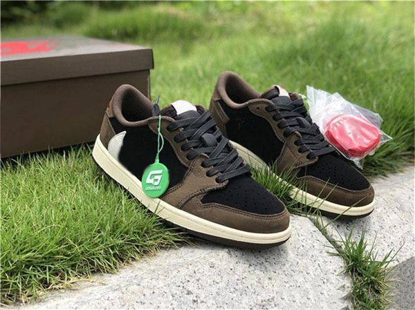

2019 release travis scott air low 1 og sp cactus jack basketball shoes black dark mocha university red cq4277-001 athletic shoes with og box