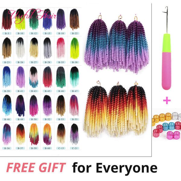 

spring twist crochet braids hair braiding 6inch short bounce hair spring tiwst hair extensions whoelsale low price ombre color, Black;brown