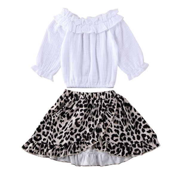 

малыша девушки одежда summer infant baby girl kid плеча top + leopard юбка 2pcs техники размер одежды 1-5y, White
