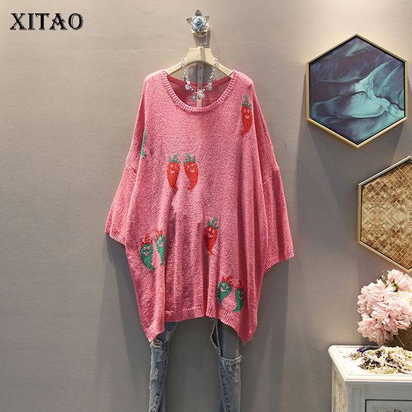 

xitao knitted thin women sweater korea fashion new pullover 2019 autumn pattern elegant small fresh style sweater gcc1239, White;black