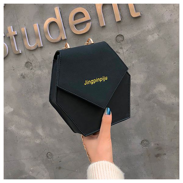 

fashion hexagonal women bag chains mini handbags pu leather female shoulder messenger bag clutch pocket