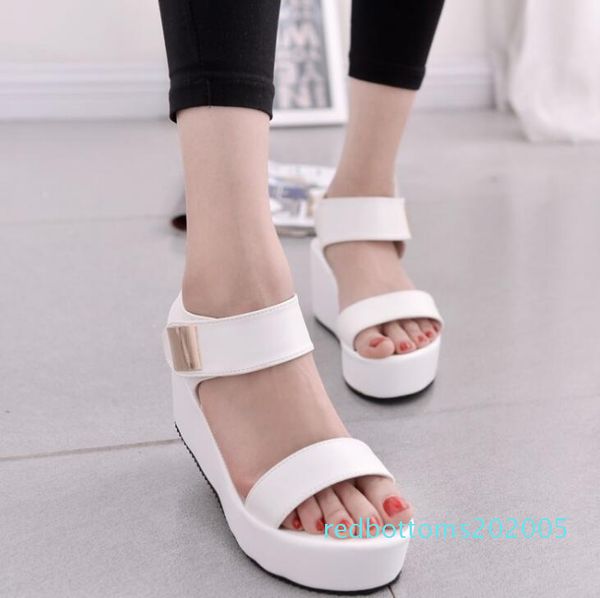 

2020 new women sandals summer shoes wedges platform sandals peep toe beach ladies shoes chaussures femme white black women shoes r05