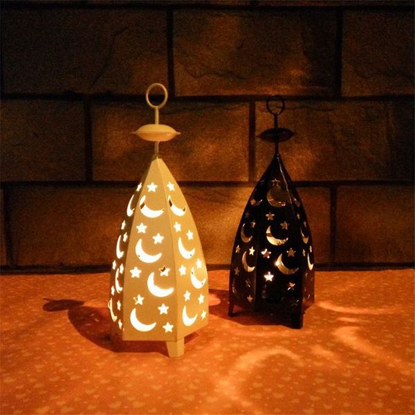 

1pc vintage retro home decor decorative metal iron candle lantern moon star wedding home decorations europe style candle holders