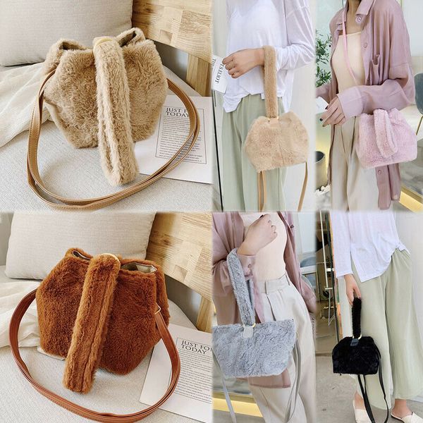 

2019 women ladies shoulder handbag autumn winter plush chain boho messenger cross body bag