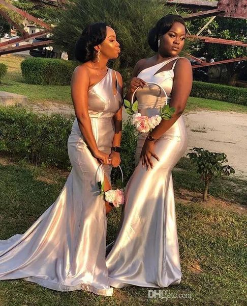 

2019 south africa style mermaid bridesmaid dresses long one shoulder maid of honor dress plus size formal wedding guest gowns custom made, Blue;red