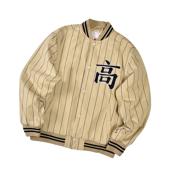 

63 oz s pinstripe varsity jacket 19ss chinese character jacket with cotton warm autumn, Red